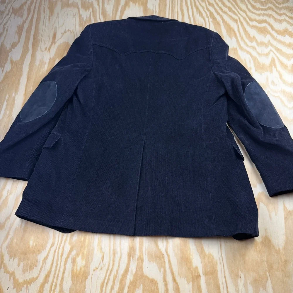 Western Classics Gary Garrett Men Black Corduroy Blazer Western Yoke Elbow Patch